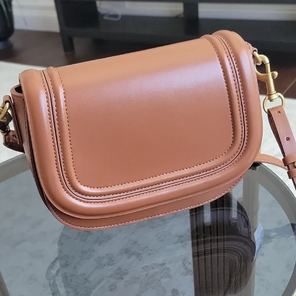 Zara Tan Leather Crossbody Bag - Picture 10 of 15